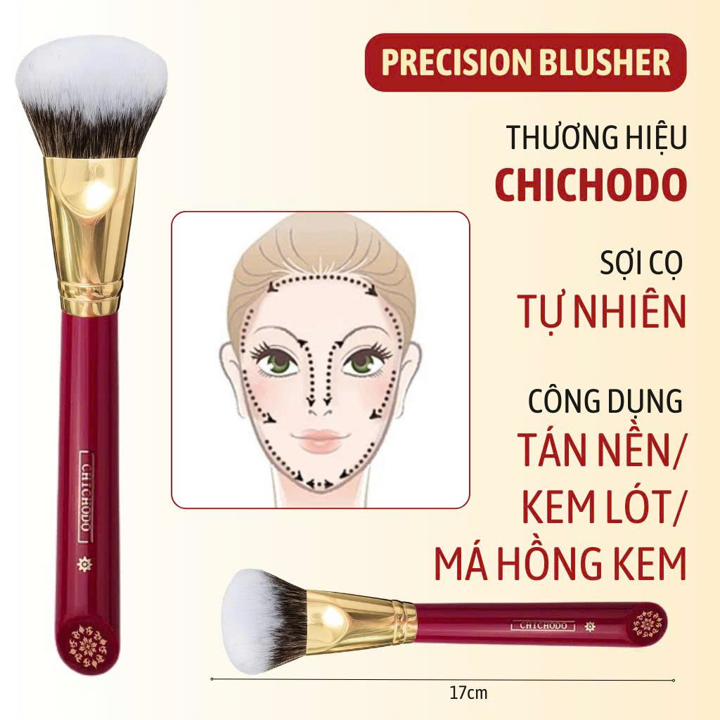 Cọ Đánh Nền, Má Hồng CHICHODO Angled Foundation/Powder C122 Cọ Vát cao cấp